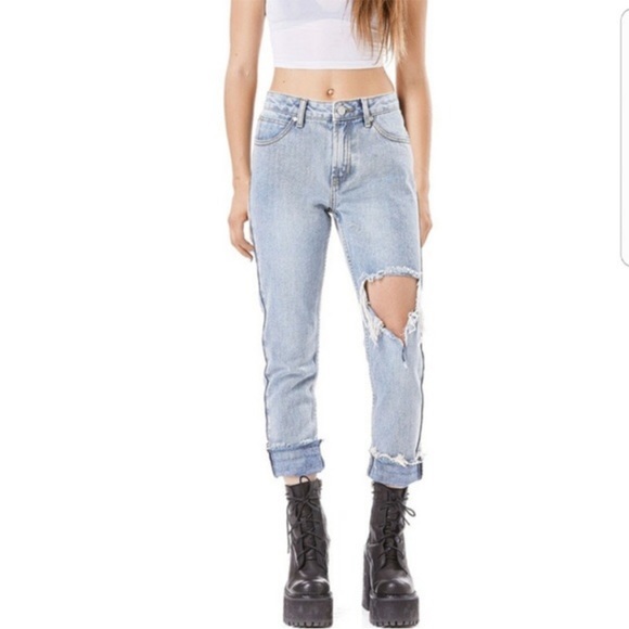 UNIF Vick Boyfriend Distressed High Rise Jeans size 28 - Picture 1 of 11